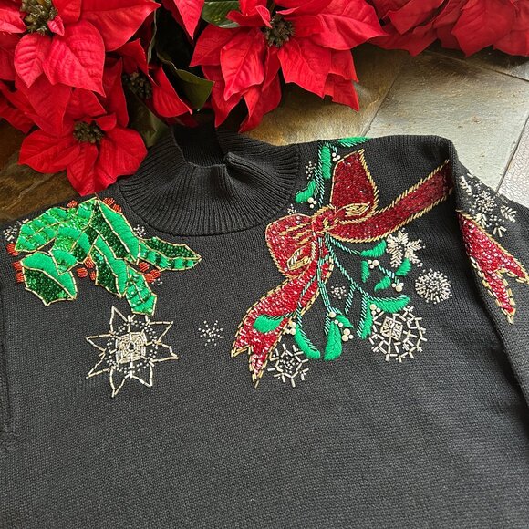 I.B. Diffusion Sequin and Embroidery Poinsettia Holiday Sweater (NEW) - Picture 10 of 11